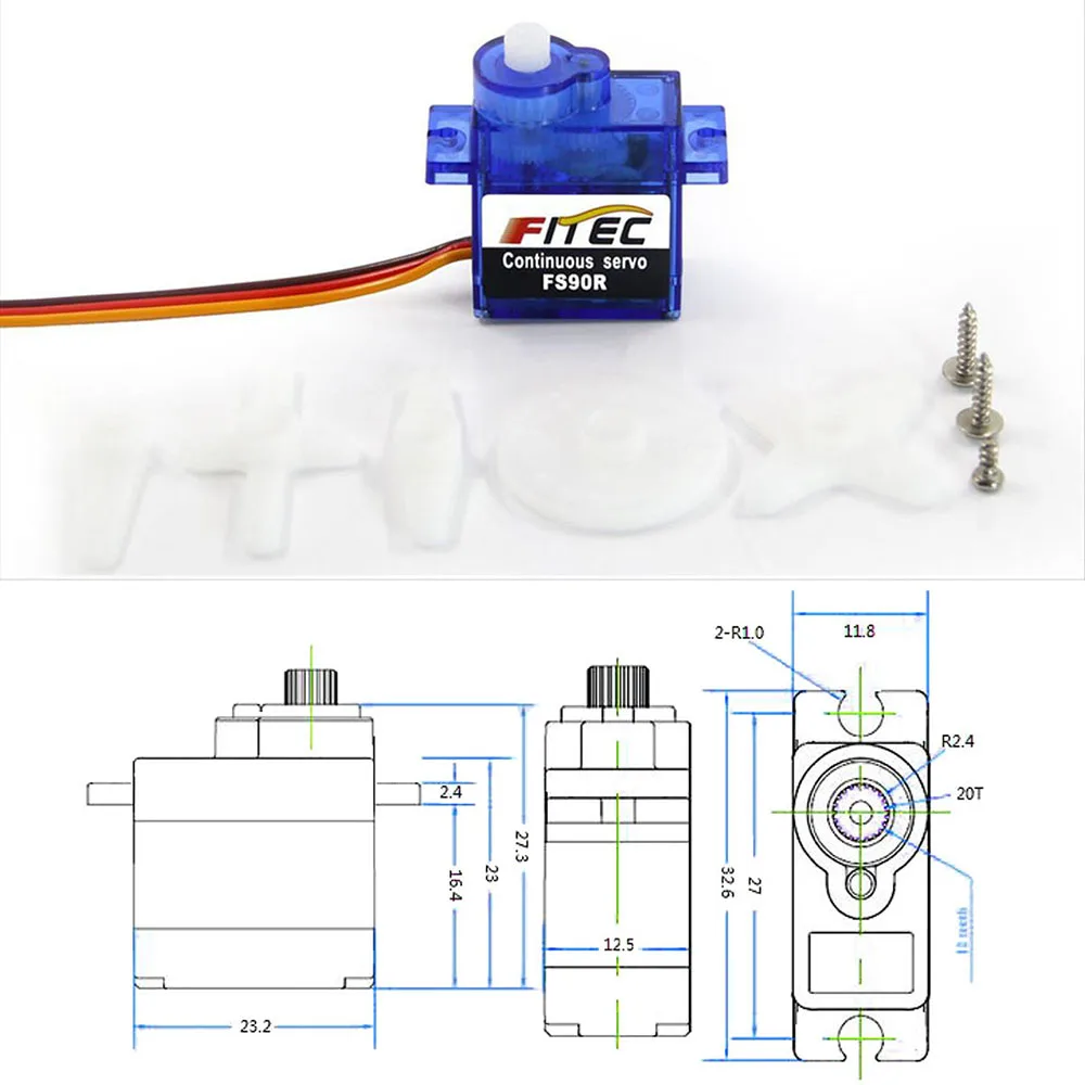 Feetech mini fs90r micro servo - Servo 9G avaliação e preço