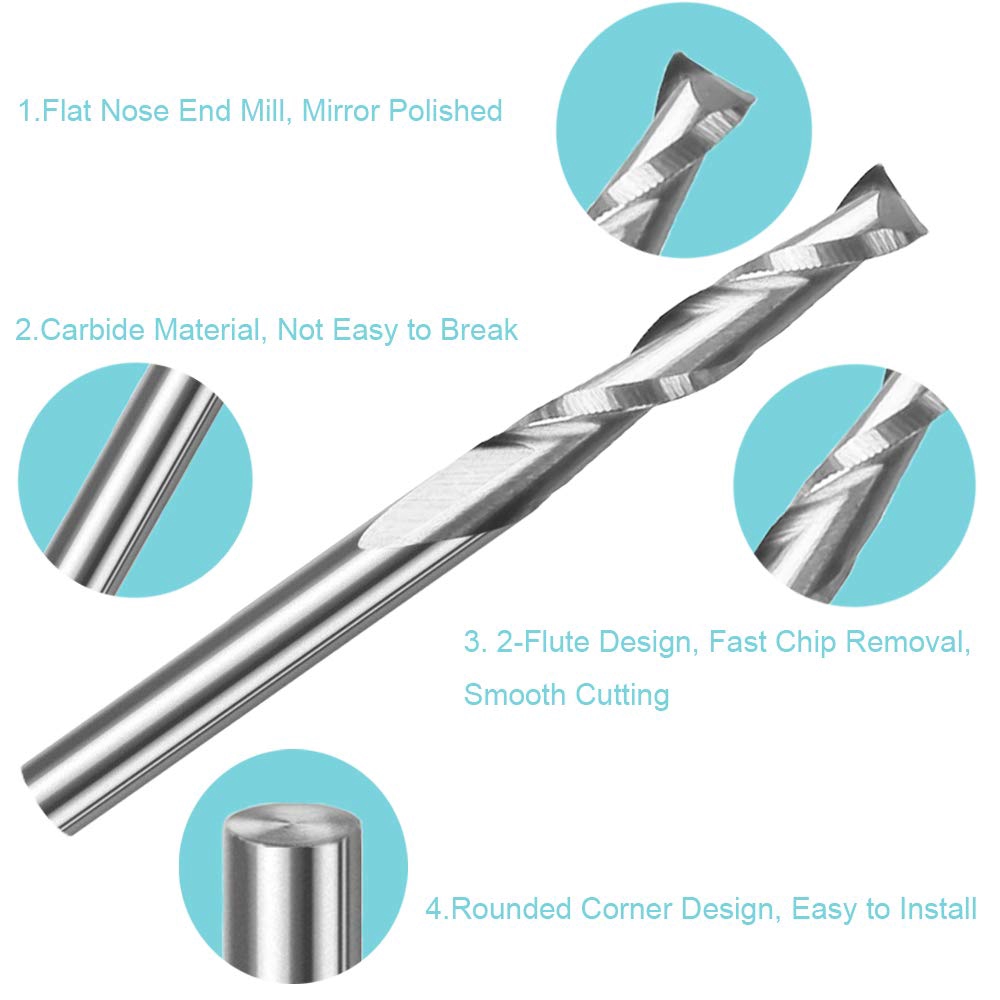 10 peças de Fresa Espiral de 2 - End Mill Set avaliação e preço