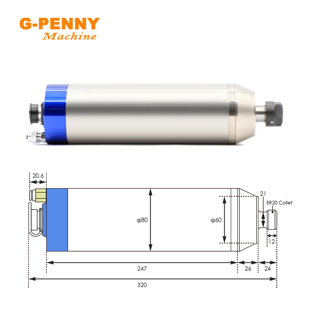 G-PENNY 2.2kw er20 metal motor - Water Cooled Spindle avaliação e preço