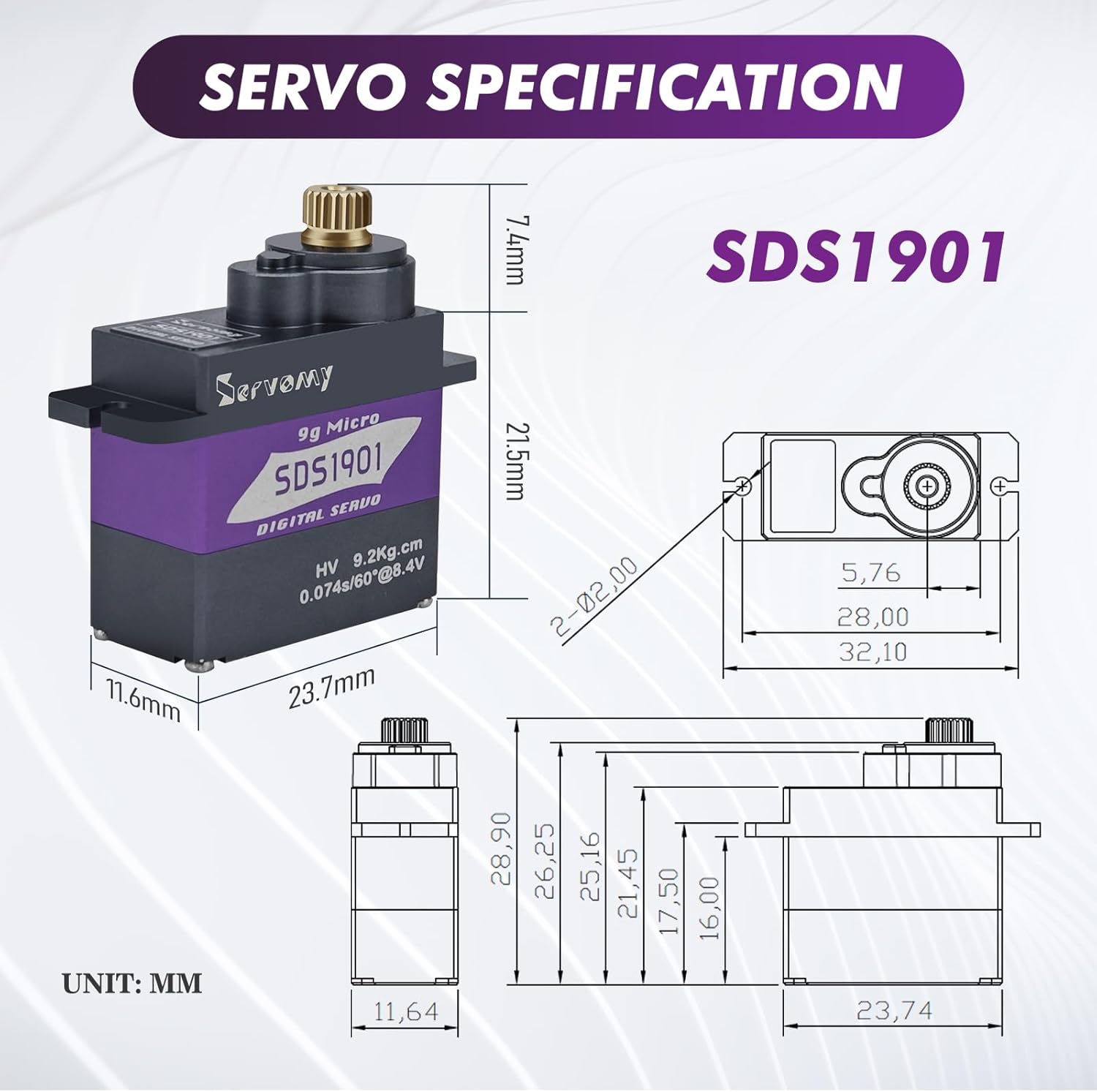 SERVOMY-SDS1901 Digital 9G Mic - Servo 9G avaliação e preço