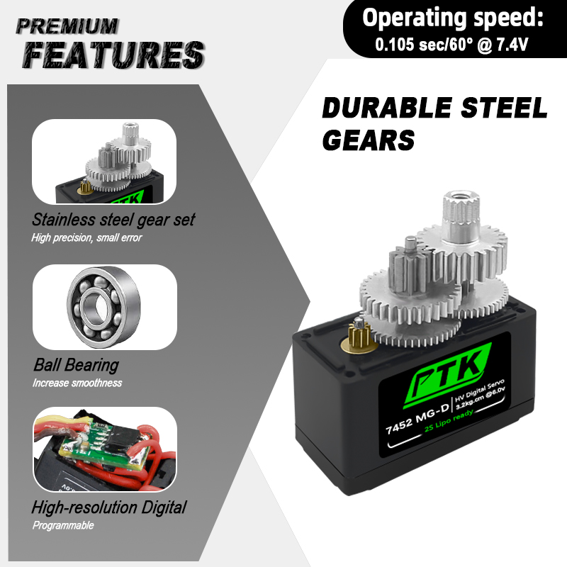 Servo Digital PTK 7452 MG-D 9g - Servo 9G avaliação e preço